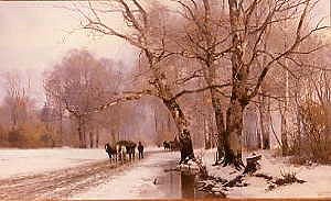 Photo of "TWO FARMERS TRANSPORTING WOOD ON A FOREST ROAD." by ANDERS ANDERSEN LUNDBY