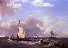 Photo of "SHIPPING ON THE SCHELDT, NEAR ROTTERDAM, 1846." by HERMANUS KOEKKOEK