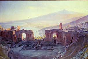 Photo of "THE ROMAN THEATRE AT TAORMINA, SICILY, ITALY, 1901" by PEDER SEVERIN KROYER