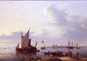 Photo of "LOADING THE FISHING BOATS, 1842" by HERMANUS KOEKKOEK