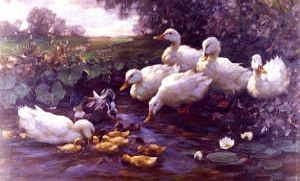 Photo of "DUCKS AND DUCKLINGS ON A POND" by ALEXANDER MAX KOESTER