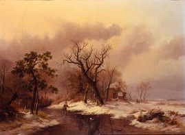 Photo of "FIGURES IN A SNOWBOUND RIVER LANDSCAPE, 1843" by FREDERICK MARIANUS KRUSEMAN