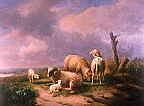 Photo of "SHEEP IN A LANDSCAPE, 1854" by EUGENE VERBOECKHOVN