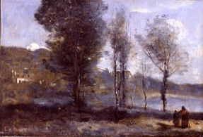 Photo of "VILLE D'AVRAY, FRANCE, FIGURES AND TREES BESIDE THE POND" by JEAN BAPTISTE CAMILLE COROT