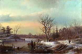 Photo of "FIGURES BY A SLEDGE IN WINTER LANDSCAPE, 1867" by JAN JACOB COENRAAD SPOHLER