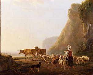 Photo of "A SHEPHERDESS WITH HER FLOCK" by JACOB VAN STRY