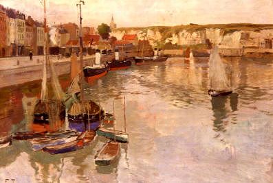 Photo of "STEAMERS AND FISHING BOATS MOORED AT DIEPPE, FRANCE" by FRITS THAULOW