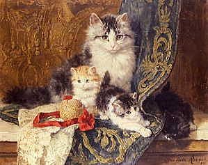 Photo of "A CAT WITH THREE KITTENS" by HENRIETTE RONNER- KNIP