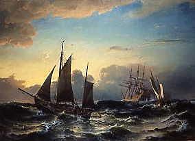 Photo of "SAILING SHIPS IN A STORMY SEA,1873" by CARL FREDERICK SORENSON