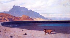 Photo of "A LION IN SEARCH OF ITS PREY" by JEAN LEON GEROME