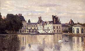 Photo of "PALACE (CHATEAU) OF FONTAINEBLEAU, FRANCE, FROM THE LAKE" by JEAN BAPTISTE CAMILLE COROT