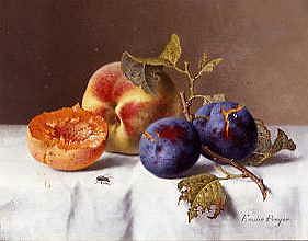 Photo of "A STILL LIFE OF PEACHES AND PLUMS" by EMILIE PREYER