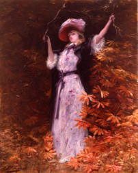 Photo of "A YOUNG GIRL GRASPING CHESTNUT BRANCHES" by GEORGE CLAIRIN