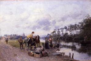 Photo of "WAITING FOR THE FERRY, 1886" by HEINRICH BRELING