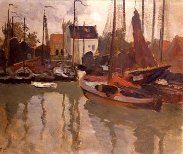 Photo of "SAILING BOATS MOORED IN VOLENDAM HARBOUR, HOLLAND" by FRITS THAULOW