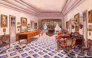 Photo of "A DRAWING ROOM WITH BLUE AND WHITE TILES" by  ANONYMOUS