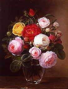 Photo of "STILL LIFE OF ROSES IN A GLASS VASE" by JOHANN LAURENTS JENSEN