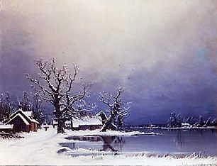 Photo of "SNOWBOUND RIVER LANDSCAPE, 1884" by NEILS H. CHRISTIANSEN