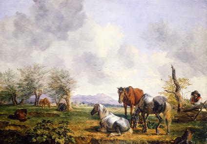 Photo of "HORSES IN A GERMAN LANDSCAPE" by HEINRICH BURKEL