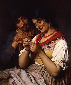 Photo of "THE SEAMSTRESS AND HER ADMIRER, 1884" by EUGENE DE BLAAS