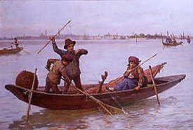 Photo of "YOUNG BOYS FISHING IN THE VENETIAN LAGOON" by ANTONIO PAOLETTI