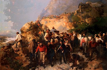Photo of "WOUNDED GARIBALDI CARRIED, BATTLE SULL ASPROMONTI, ITALY" by GEROLAMO INDUNO