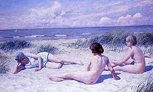 Photo of "THREE GIRLS ON A BEACH, 1916" by PAUL GUSTAV FISCHER