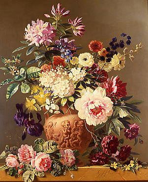Photo of "A STILL LIFE OF SUMMER FLOWERS." by VAN OS