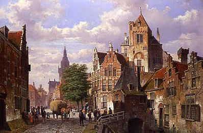Photo of "A STREET SCENE IN AMSTERDAM, HOLLAND" by WILLEM KOEKKOEK