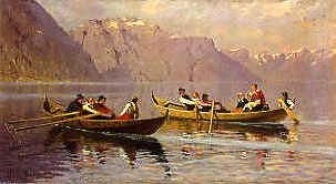 Photo of "BOATING ON THE FJORD, BALESTRAND, NORWAY, 1900" by HANS DAHL