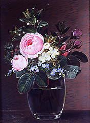 Photo of "ROSES AND FORGET-ME-NOTS IN A GLASS VASE" by JOHAN LAURENTZ JENSEN