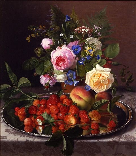 Photo of "A STILL LIFE OF SUMMER FLOWERS AND FRUIT" by OTTO DIDERICH OTTESEN