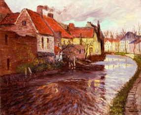 Photo of "A RIVER LANDSCAPE WITH BUILDINGS" by FRITS THAULOW