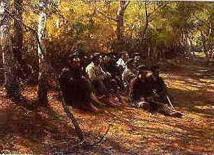 Photo of "BEATERS RESTING IN A WOOD" by ALFRED VON WIERUSZ- KOWALSKI