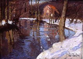 Photo of "A WINTER RIVER LANDSCAPE" by FRITS THAULOW