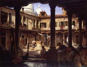 Photo of "THE INNER COURTYARD OF THE ABBEY OF SAN GREGORIO, VENICE" by ADOLF WOLFGANG SEEL