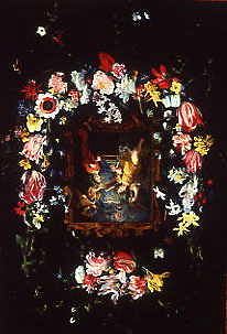 Photo of "ANNUNCIATION WITHIN A GARLAND OF FLOWERS" by DANIEL (& CORNELIUS SCHU SEGHERS