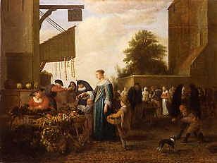 Photo of "A VEGETABLE STALL." by HENDRICK MARTENSZ SORG