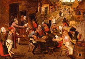 Photo of "PEASANTS FEASTING OUT OF DOORS" by PIETER (THE YOUNGER) BREUGHEL