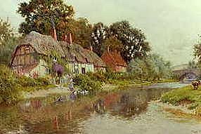 Photo of "COTTAGES ON THE RIVER" by ARTHUR CLAUDE STRACHAN