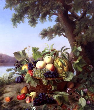 Photo of "A RICH STILL LIFE OF FRUIT AND FLOWERS" by AUGUSTA JOHANNE HENRIETT DOHLMANN