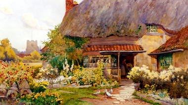 Photo of "A COTTAGE GARDEN" by GEORGE H. HUGHES