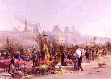 Photo of "FLOWER SELLERS, BANKS OF THE SEINE, PARIS, FRANCE" by GUSTAVE FRAIPONT