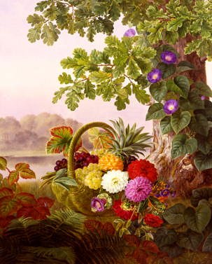 Photo of "DAHLIAS, ASTERS AND MORNING GLORY" by JOHAN LAURENTZ JENSEN