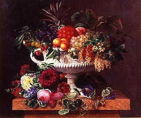 Photo of "A CLASSICAL URN WITH GOOSEBERRIES, APRICOTS, NUTS & CURRANTS" by JOHAN LAURENTZ JENSEN