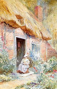 Photo of "SITTING IN THE SUNLIGHT AT THE COTTAGE DOOR" by ARTHUR CLAUDE (IN COPYRI STRACHAN