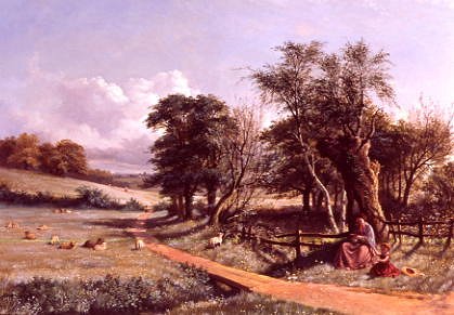 Photo of "READING A STORY IN AN IDYLLIC LANDSCAPE" by GEORGE VICAT COLE