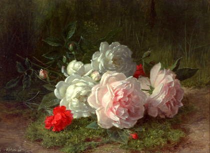 Photo of "ROSES ON A MOSSY BANK" by JULES FERDINAND MEDARD