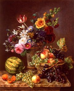 Photo of "A RICH STILL LIFE OF FRUIT AND FLOWERS" by MARIE-JOSEPHINE HELLEMANS