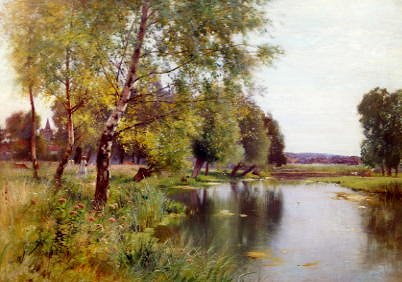 Photo of "A RIVER LANDSCAPE IN SUMMER" by ERNEST PARTON